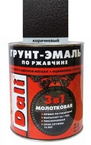 Грунт-эмаль "Дали" по ржавчине 3 в1 молотковая 2,0л