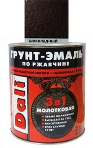 Грунт-эмаль "Дали" по ржавчине 3 в1 молотковая 2,0л