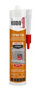 Герметик силикатный для печей и каминов 1200°С Kudo, 280 мл, Черный