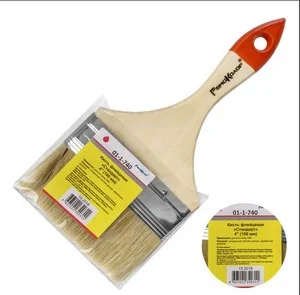 Кисть плоская "Стандарт" № 4 100 мм натуральная щетина, деревянная ручка