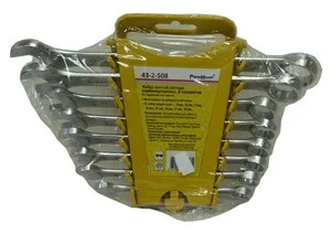 Набор ключей гаечных комбинированных Cr-v, углеродистая сталь, 8 предметов уп