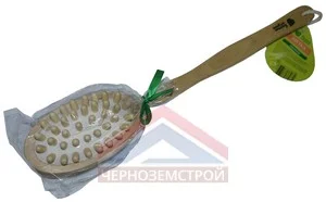 Щетка деревянная, двусторонняя с импульсным массажером 42см