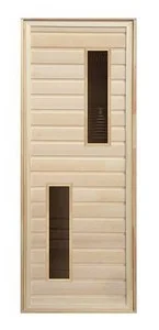 Дверь липа со стеклом 1700 х 700 с коробкой сорт А "Два стекла"