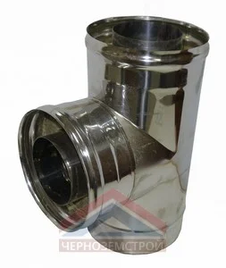 Сэндвич тройник 90* d 200 х 115 нержавеющая + нержавеющая сталь 0,8 мм