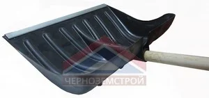 Лопата снеговая С ЧЕРЕНКОМ 380 х 365мм, пластмассовая, алюминиевая планка